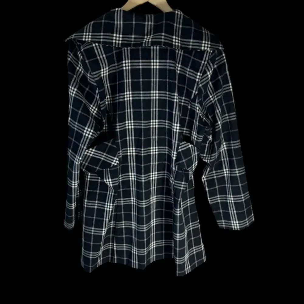 Lane Bryant Black/White Plaid Unlined Coat‎ Sz 16